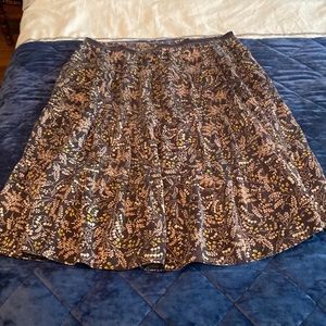 BOHO tiered floral skirt elastic waist with velvet detail New York Co 100% silk